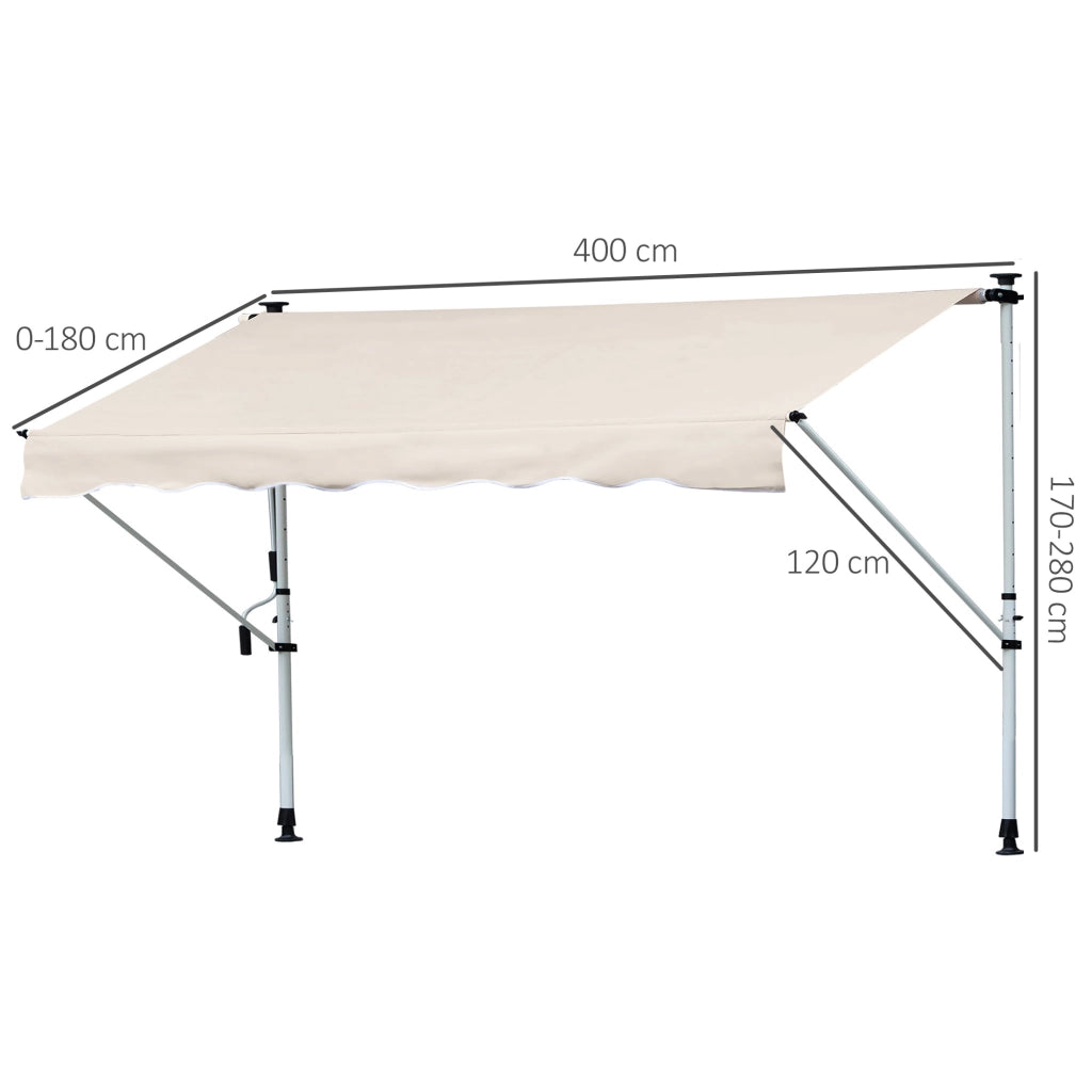 Toldo Manuale Retrattile Esterno ¨C zephmum ¨C Beige 4x1.2 m