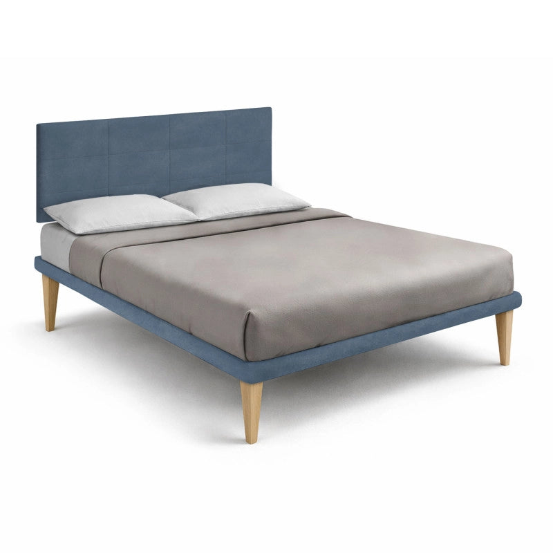 Letto imbottito Letto Matrimoniale alla Francese 140x200 cm Square - Con rete,Microfibra,Blu