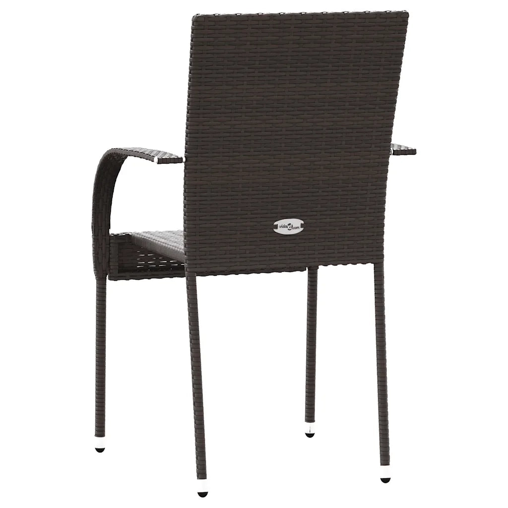 Sedie da giardino Impilabili 4 pz | Sedie da Esterno in Polyrattan Marrone