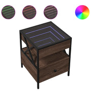 Tavolino da salotto | Tavolino da caff¨¨ | Tavolino da Soggiorno con LED Infinity Rovere Marrone 40x40x51 cm