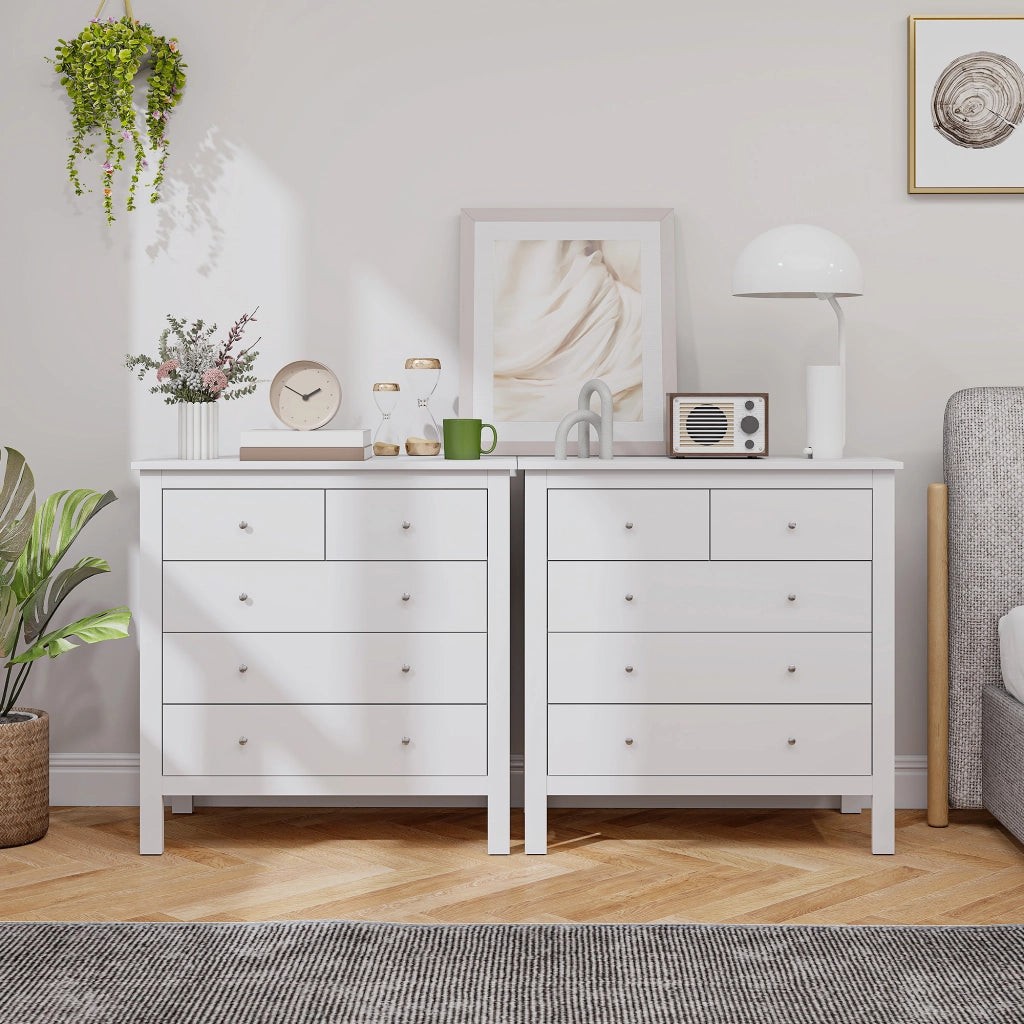 Cassettiera 5 cassetti con gambe rialzate ¨C Xylo ¨C bianco 79x39,5x80,5 cm
