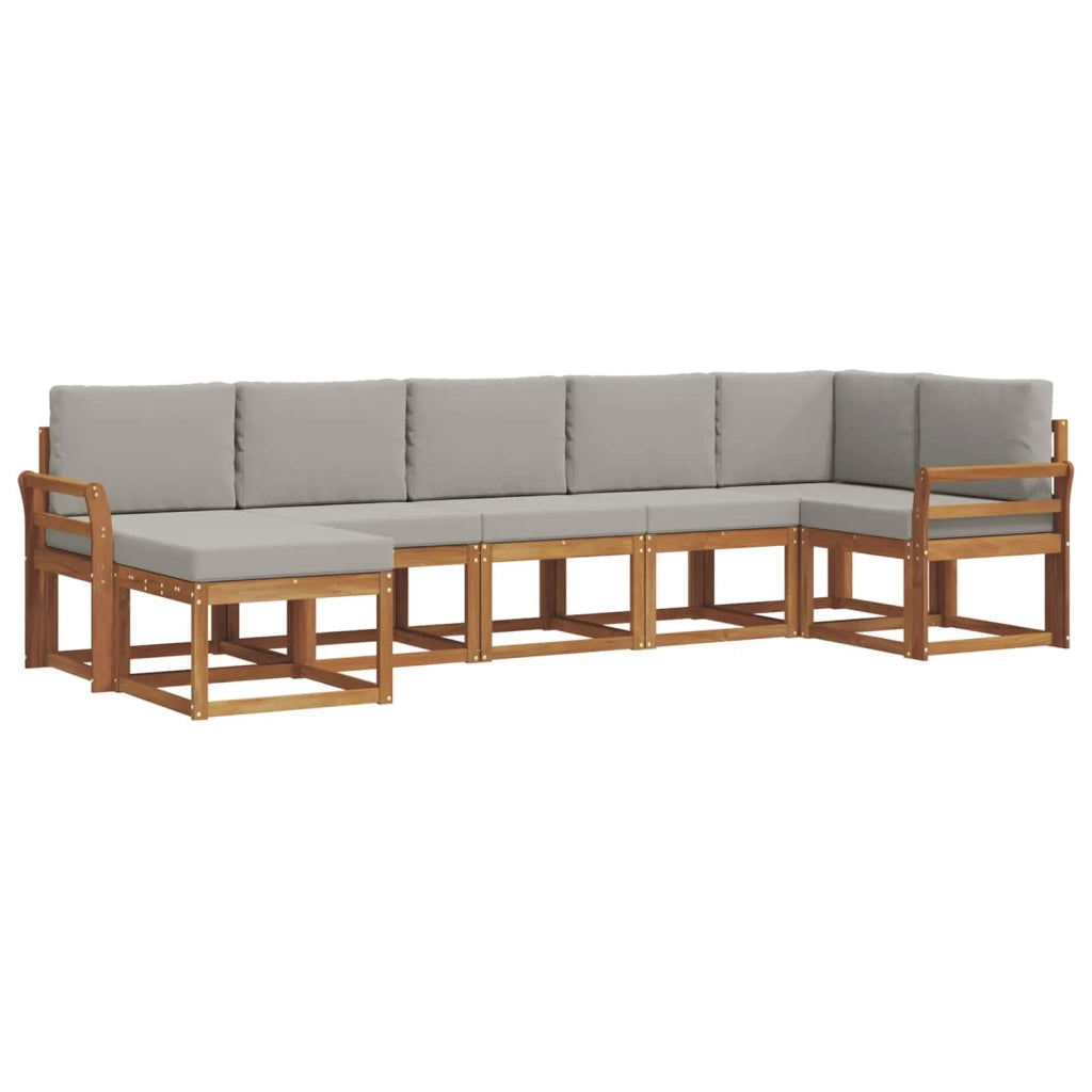 Set di divani da esterno 7 pcs Grigio Naturale e Chiaro 3366709