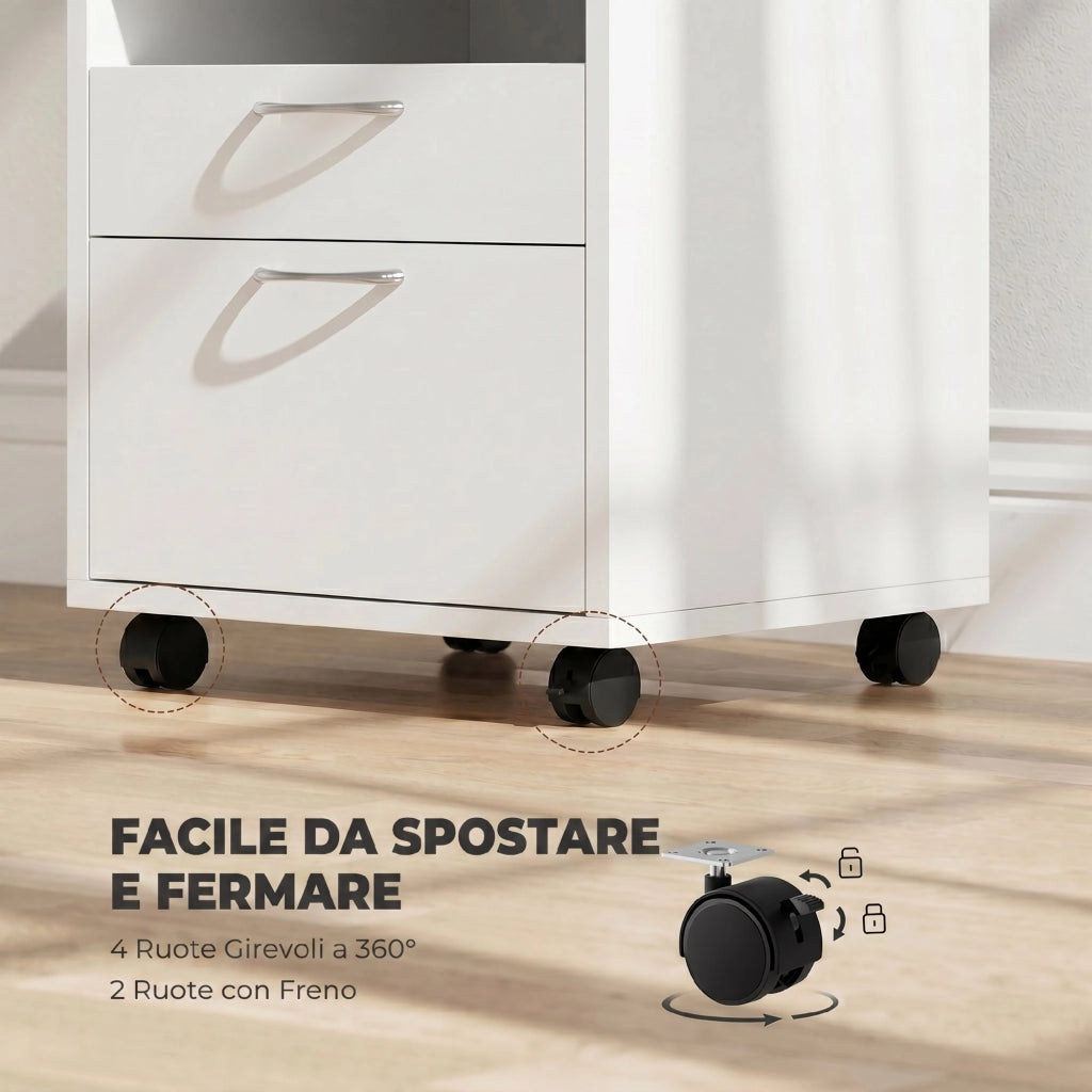Cassettiera da Ufficio con Ruote ¨C Zephmum ¨C Bianco 40x35x60 cm