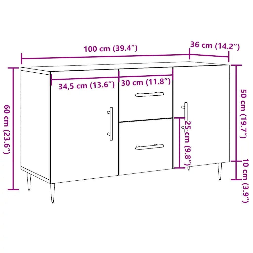 Credenza | Madia | Buffet da pranzo | Armadio da pranzo Legno Antico 100x36x60 cm in Legno Multistrato