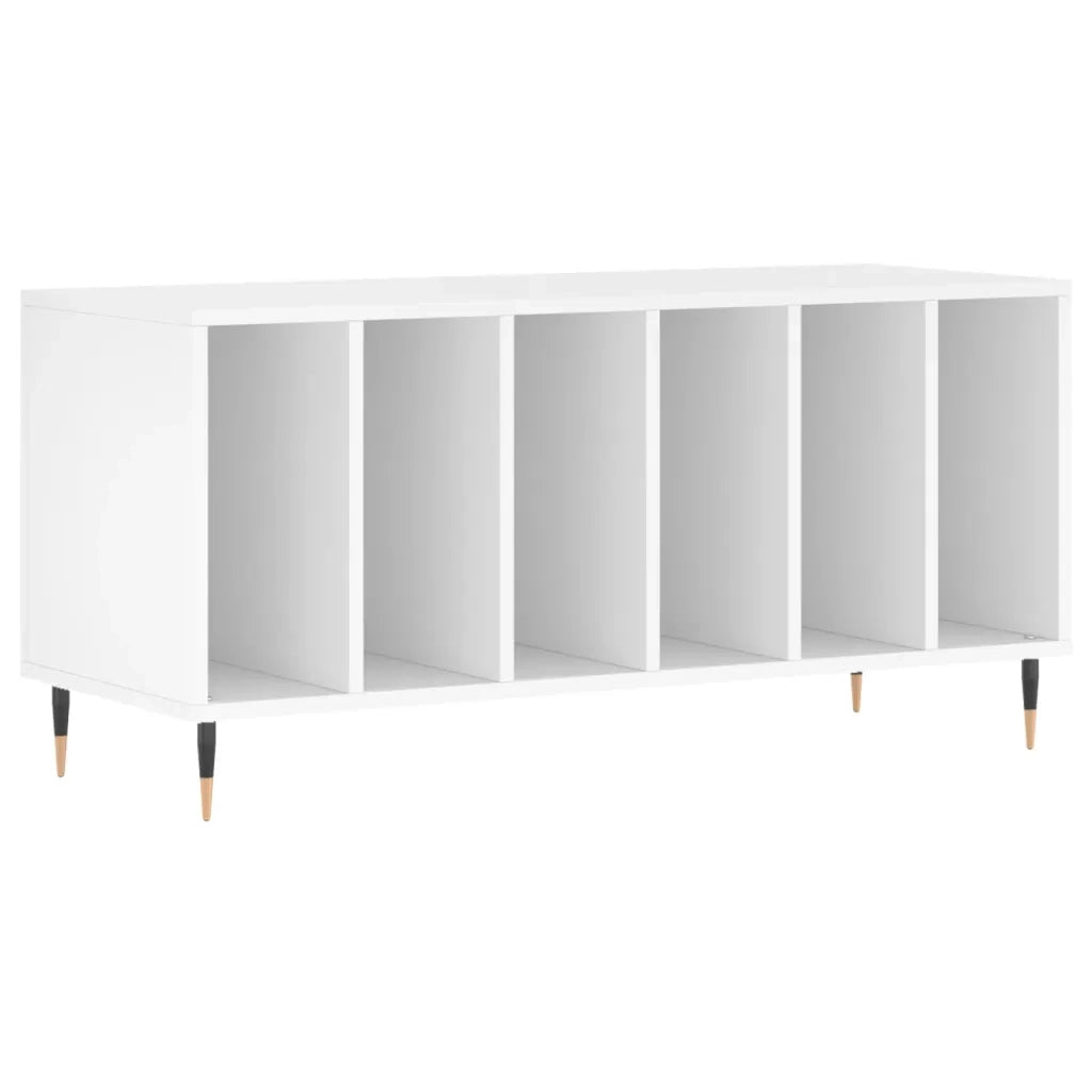 Mobile porta dischi classico con vani contenitori 100 x 38 x 48 cm realizzato in legno composito bianco 02_0049140