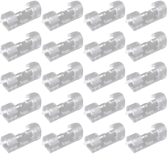 Clip per cavo in plastica dura, 20 pezzi, con adesivo forte, per gestione cavi, spaziale, adatto per cavi di 7 mm