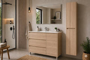 Mobile Bagno VOLUM Già Montato 3 cassetti e porta, lavabo e specchio Estepa 80x40 cm con colonna