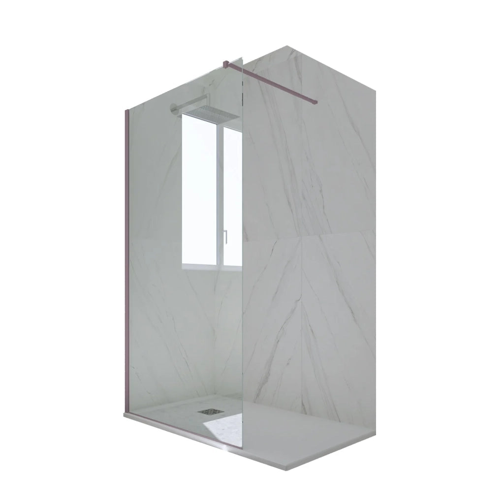 Parete doccia Walk-in da 110 CM H 200 Vetro Trasparente Profilo Lavanda in pvc mod. Kolors