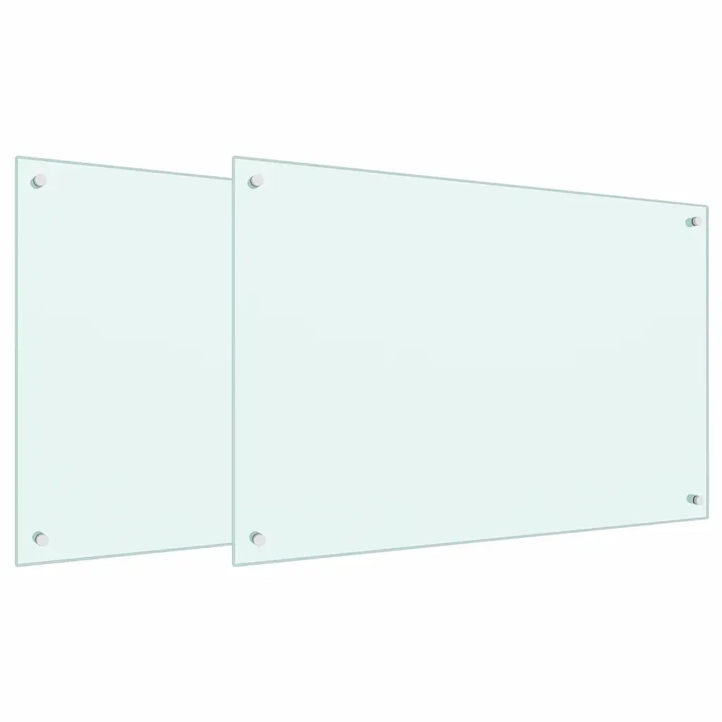 Schienale da cucina 2 pcs Bianco 90 x 60 cm vetro temperato 3415421