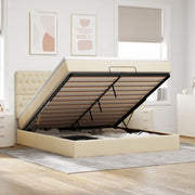 Struttura Letto Pouf con Materasso Crema 180x200 cm in Tessuto 3314112