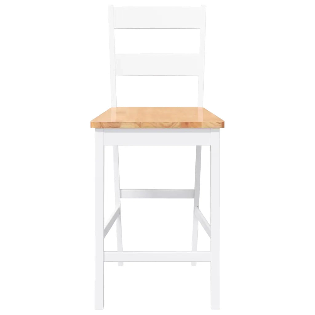 Sgabelli da Bar 2 pz Bianchi in Legno Massello di Hevea 4102560