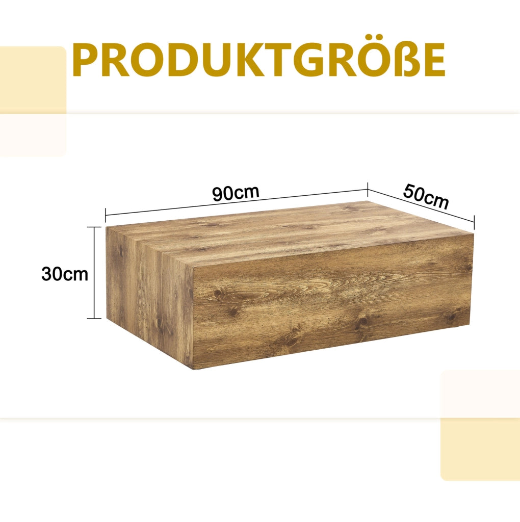 Tavolino da caffè 90x50x30 cm rettangolare senza montaggio in MDF naturale
