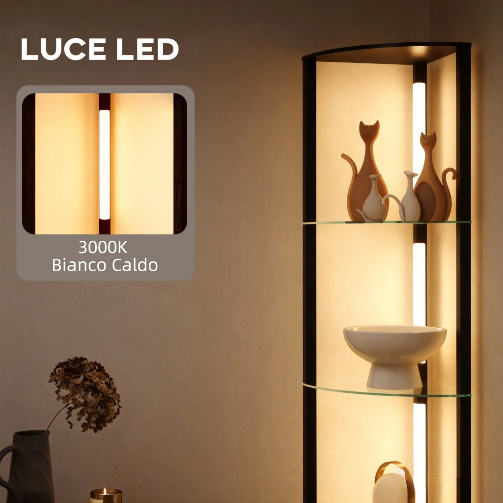 Lampada da Terra con 5 Ripiani e Luce LED, 3 Livelli di Luminosit¨¤ e Interruttore a Pedale, Nero