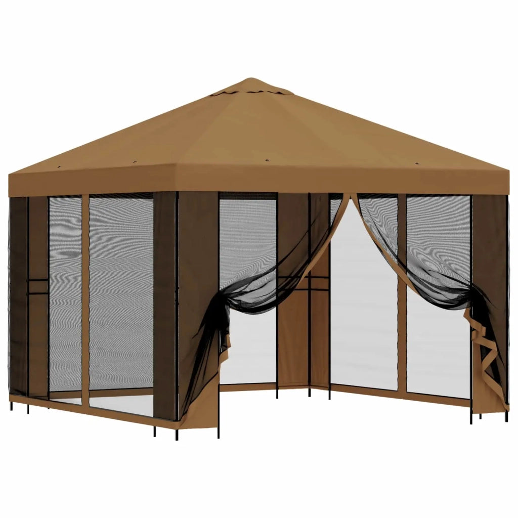 Gazebo da giardino con pareti laterali 3 x 3 m Beige 900361
