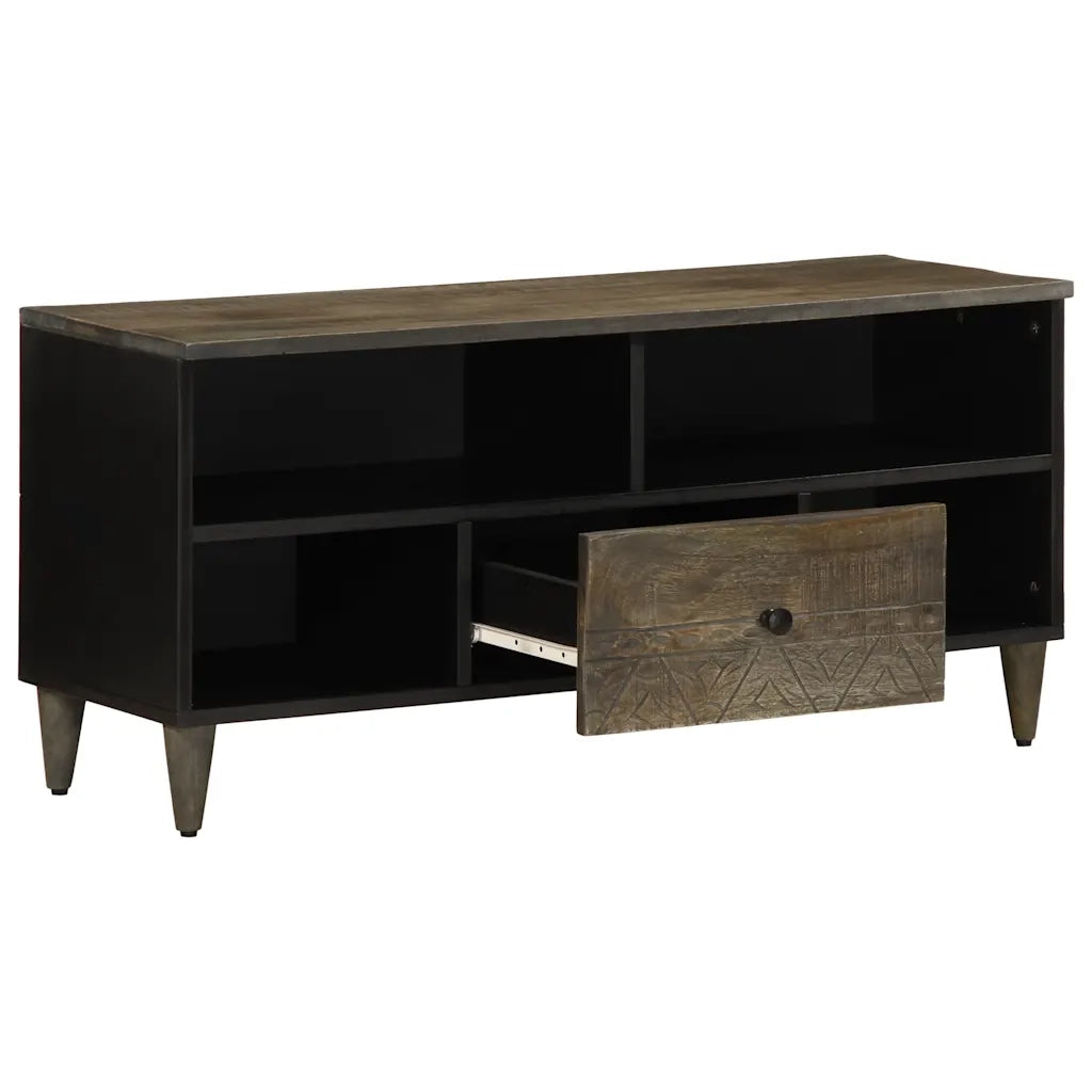Mobile Porta TV Nero 100x33x46 cm in Legno Massello di Mango 4017808