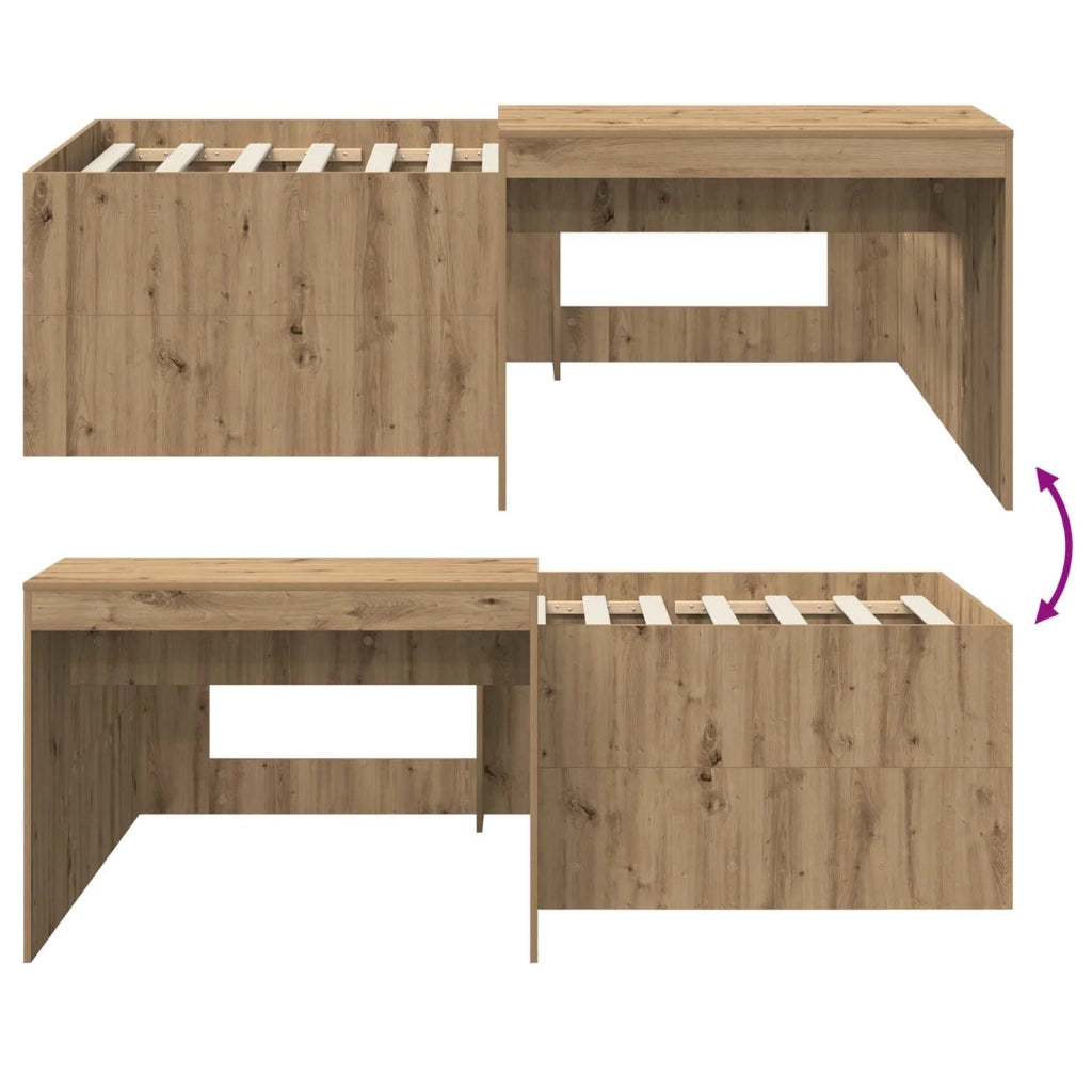 Letto alto per bambini con scrivania Rovere Artigianale