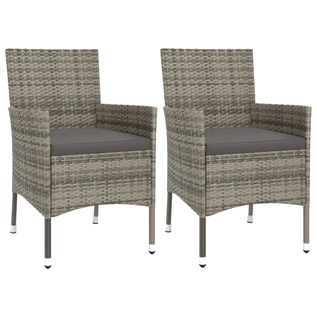 Set BistrÃ² da Giardino 3 pz con Cuscini in Polyrattan Grigio