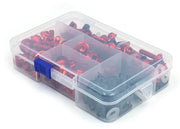 Kit di supporti 177 pezzi - Accessori di fissaggio - Viti/Bulloni - Motocicletta/Sportbike - Alluminio - Rosso