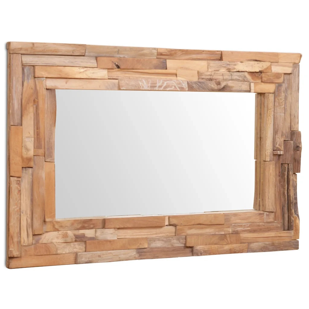 Specchio Decorativo in Legno di Teak 90x60 cm Rettangolare 244563