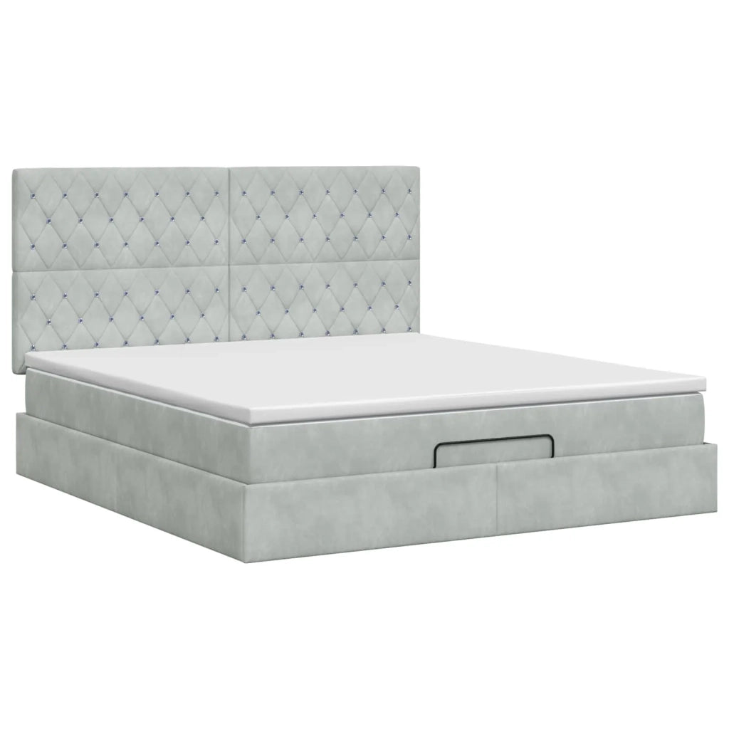 Letto ottomano con materasso Grigio Chiaro 180 x 200 cm Velluto 3457665