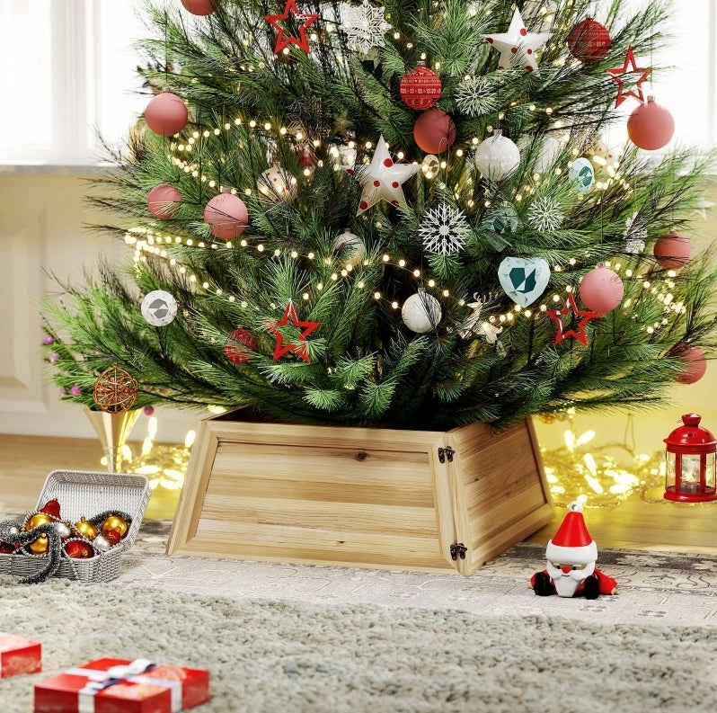 Collare copribase per albero di Natale ULEVR 65x65x27 cm in legno di abete naturale