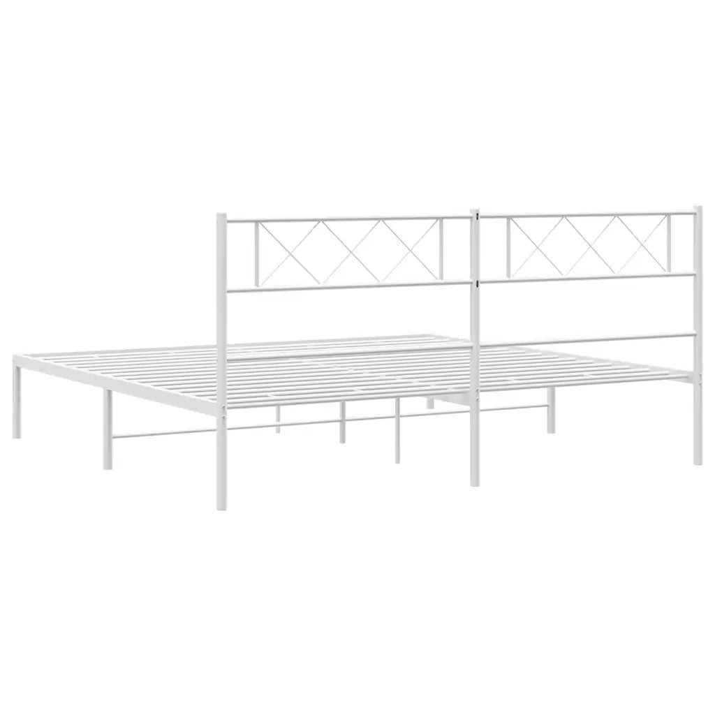 Giroletto con Testiera-Struttura Letto con testiera Metallo Bianco 193x203 cm 661786