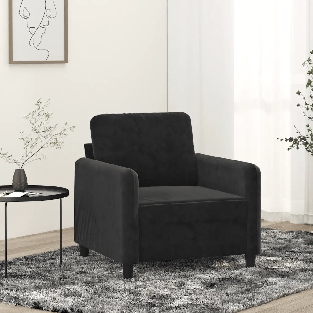 Poltrona Nero 60 cm Velluto 359427