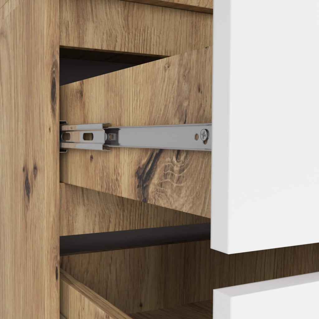 Armadio AKORD S90 Quercia Artisan 90 cm 2 ante 2 cassetti inserto frontale Bianco 90x51x180 cm