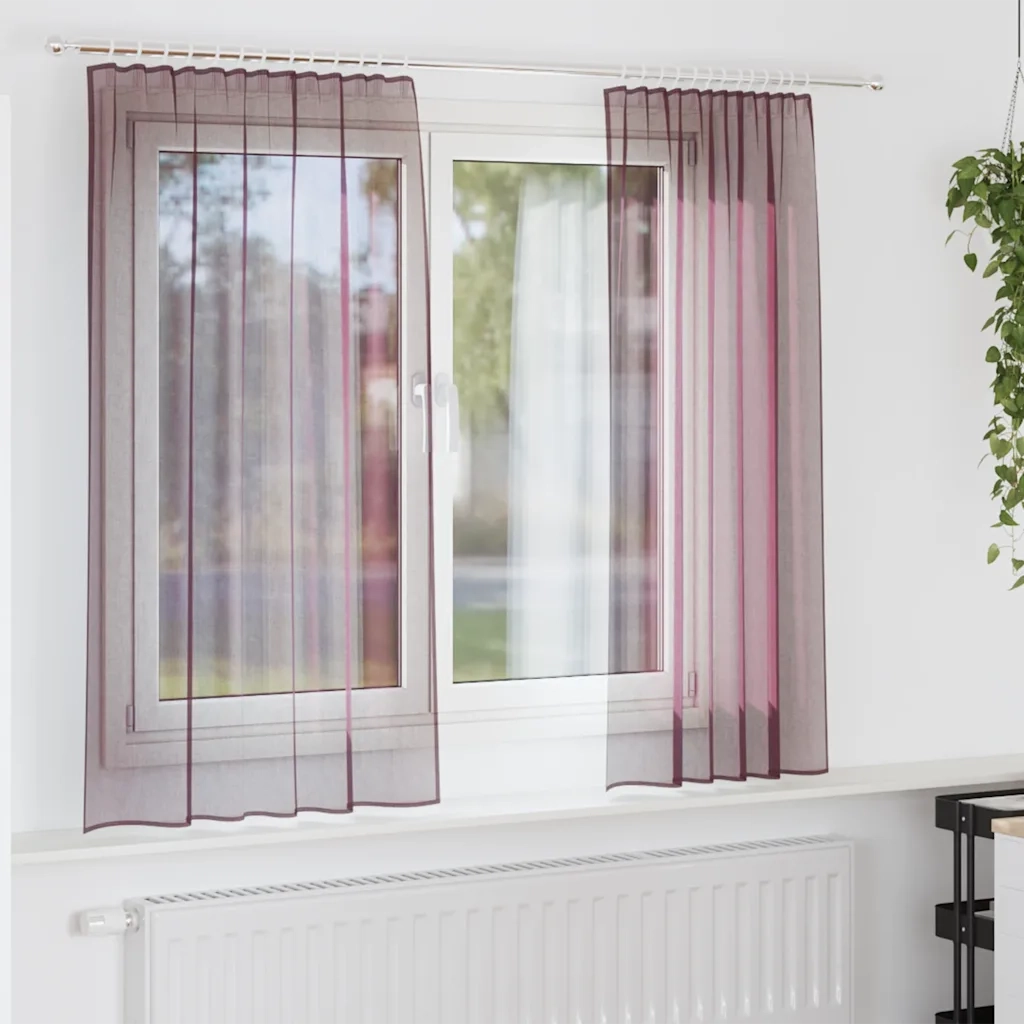 Tende in Voile con Tasche per Aste 2 pz Viola 4102202