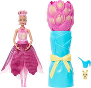 Barbie Petal Pop, bambola profumata con abito tulipano rosa e accessori, sorpresa bouquet con coniglietto e accessori co
