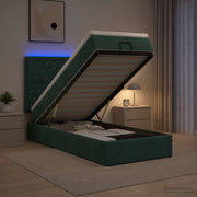 Letto Ottomano con Materasso e LED Verde Scuro 90 x 200 cm 3458208