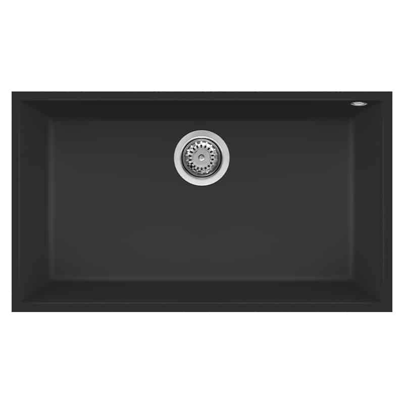 Lavello Elleci Incasso 1 vasca 76x44 Quadra 130 Sottotop Keratek Plus Nero Black Assoluto LKQ13086BSO