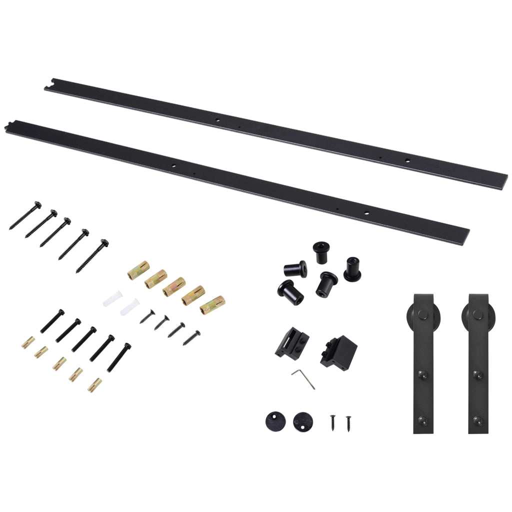 Kit Porta Scorrevole con Binario e Rulli ¨C zephmum ¨C Nero 200cm Portata 90kg