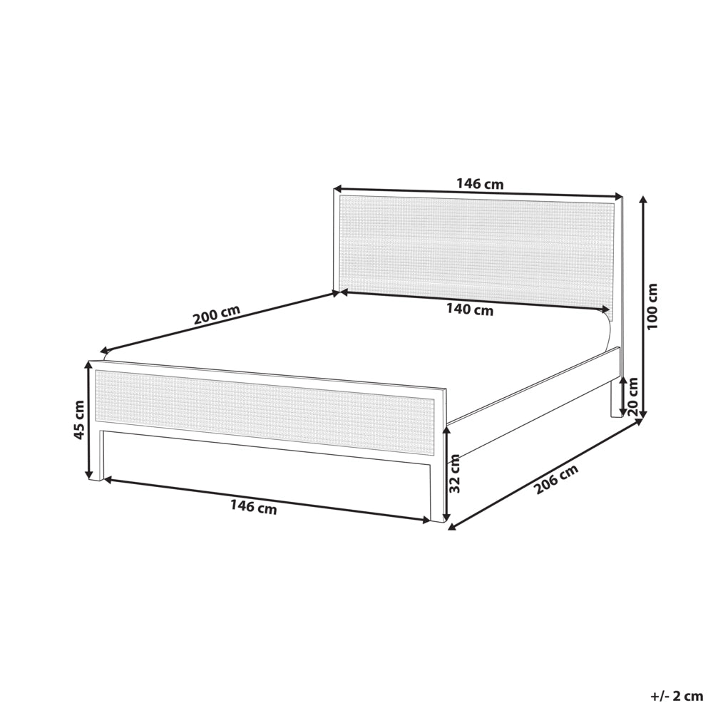 Letto in legno di pino nero 140 x 200 cm matrimoniale con testata a treccia viennese a doghe stile rustico minimalista