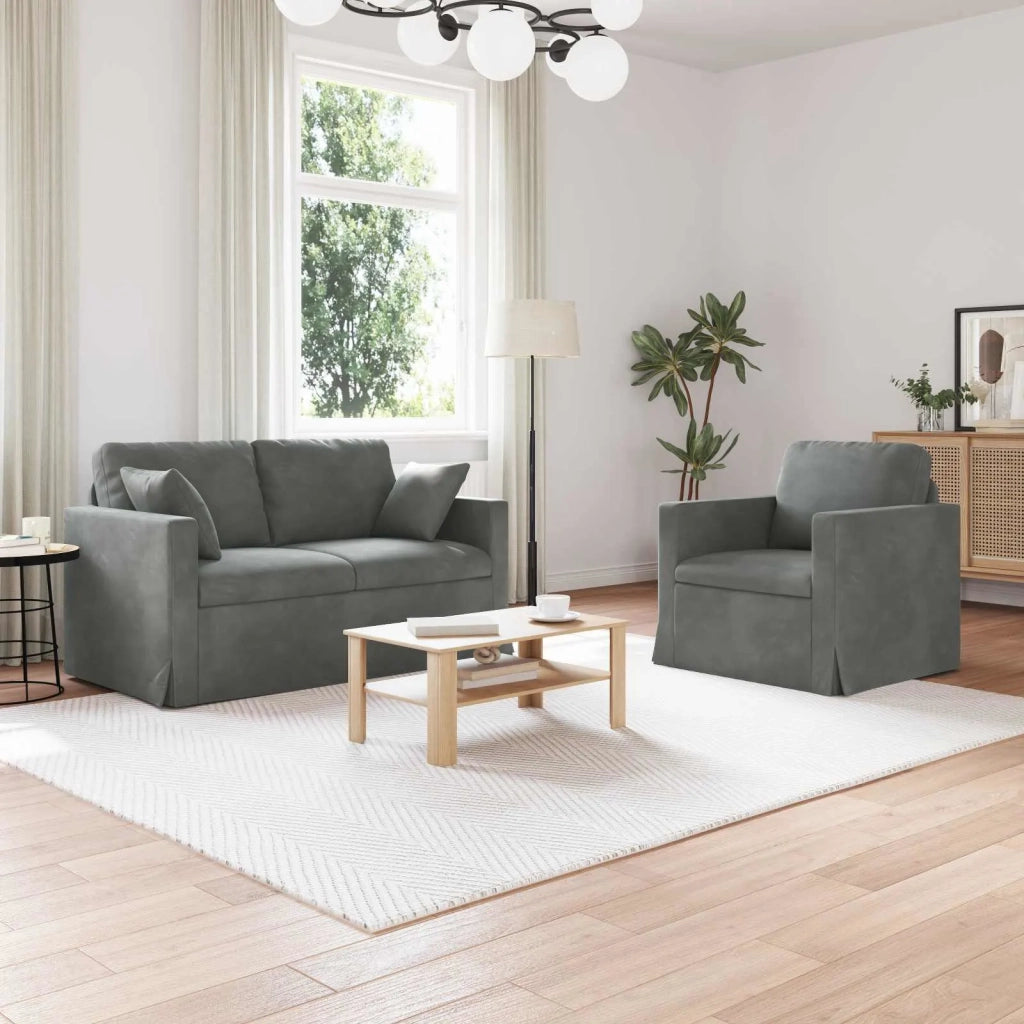Set di divani 2 pcs Grigio scuro 138 x 78 x 80 cm Velluto