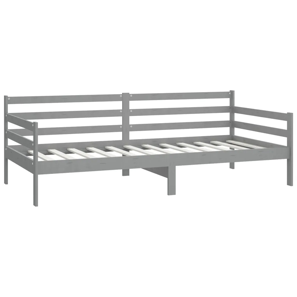 Divano Letto con Materasso 90x200 cm Grigio in Legno di Pino 3083596
