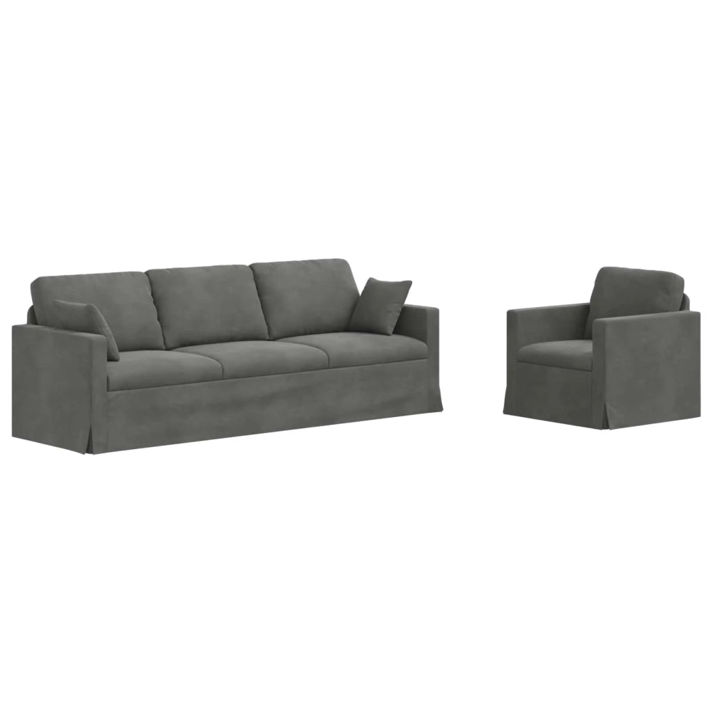 Set di divani 2 pcs Grigio scuro 228 x 78 x 80 cm Velluto 3407626