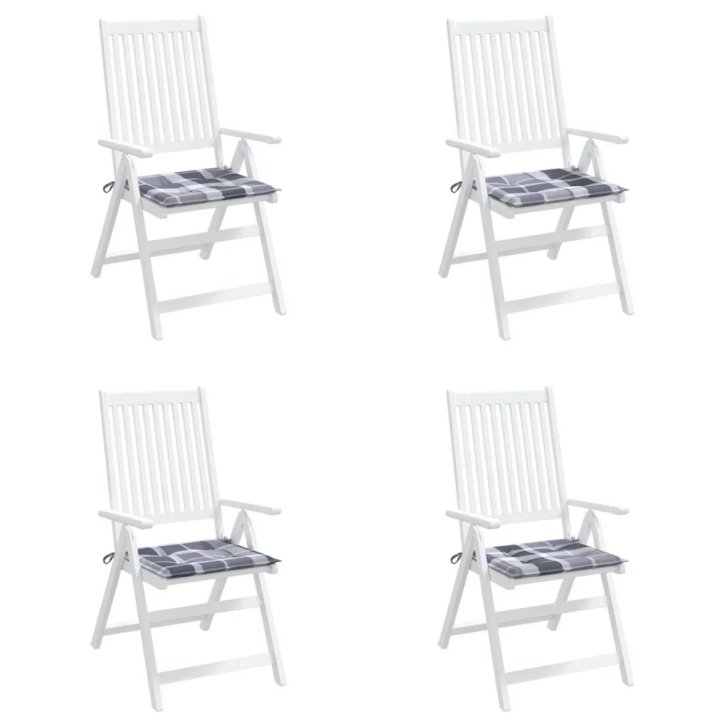 Cuscini per Sedia 4 pz a Quadri Grigi 50x50x4 cm Tessuto Oxford 314072