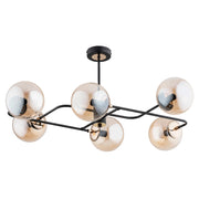 Plafoniera glamour nero oro sfere ambra 6xE14 Alfa