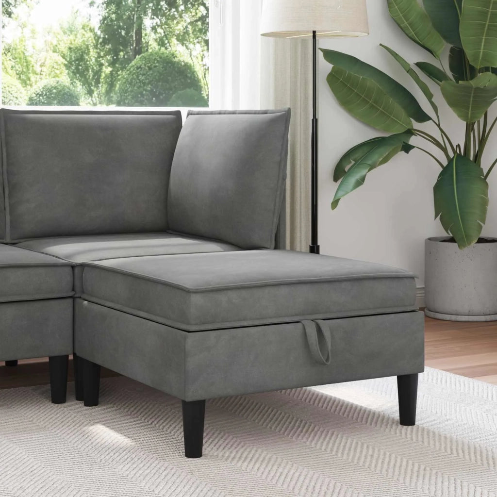 Pouf con Storage Grigio Scuro Velluto 42027134