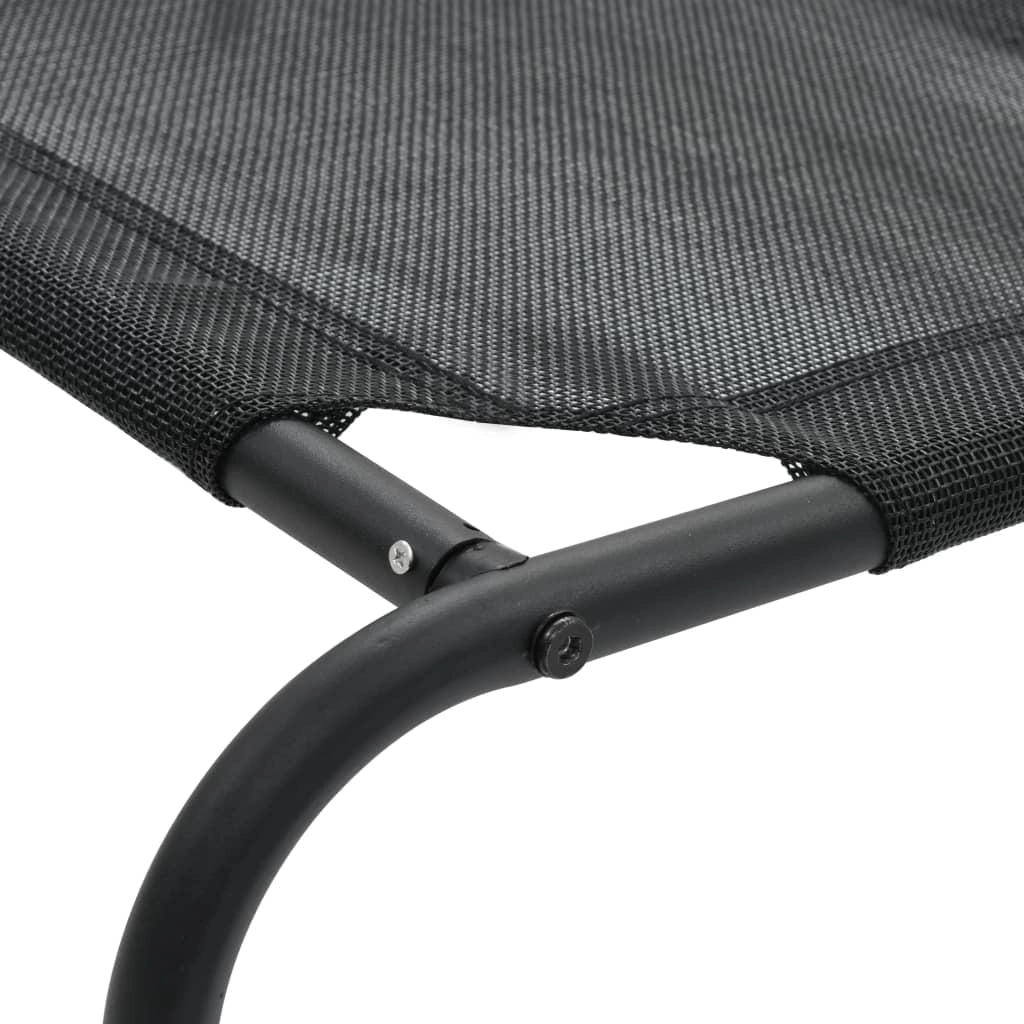 Cuccia rialzata per cani grande cesta per cani in textilene 110 x 65 x 20 cm nero 02_0001543