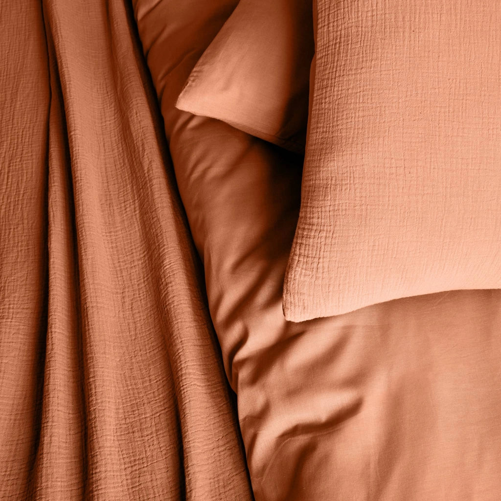 Set biancheria da letto in cotone terracotta