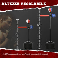 Sacco Boxe da Terra 80.5x48x163-205 cm con Barra Girevole Speedball e Colpitore in Acciaio HDPE e PU Multicolore
