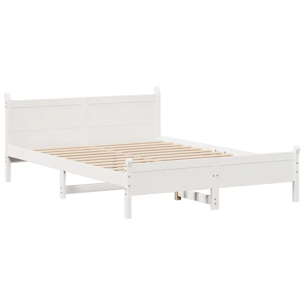 Letto senza Materasso Bianco 135x190 cm Legno Massello di Pino 855607
