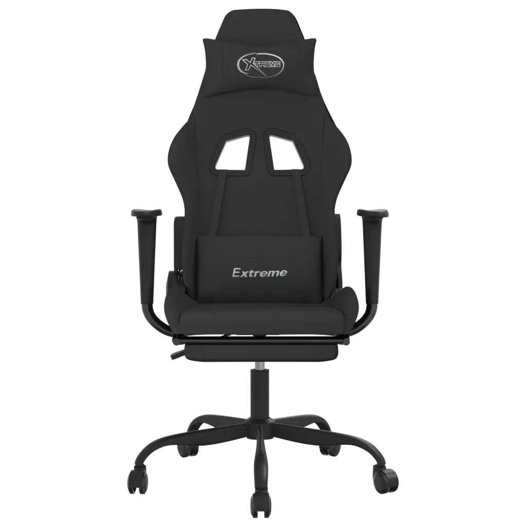 Sedia da Gaming con Poggiapiedi Nero in Tessuto 3143725