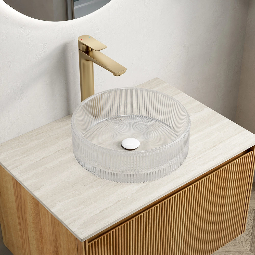 Lavabo in cristallo trasparente - Xylo - 36 cm - Senza rubinetto