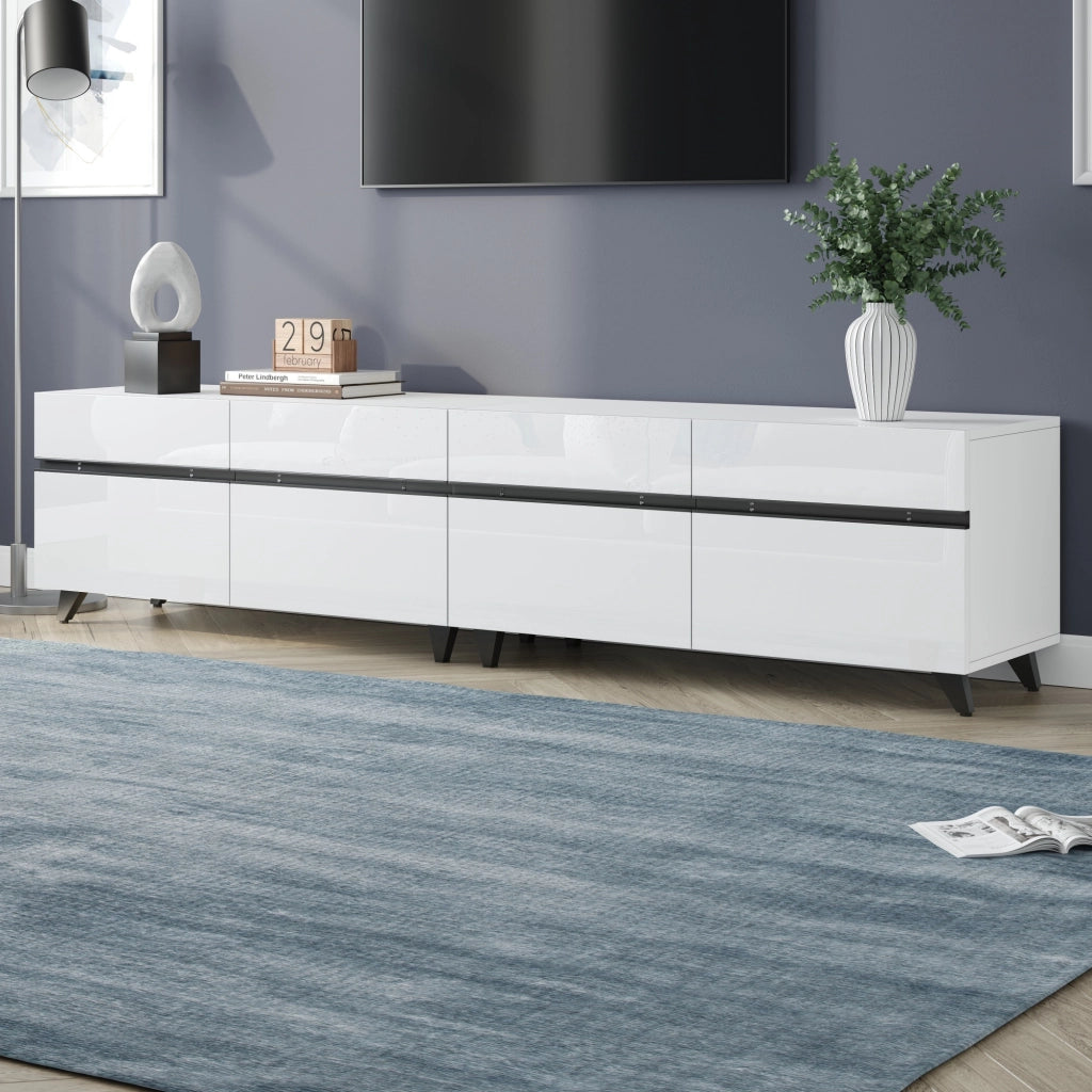 Cassettiera TV bianca in MDF lunghezza 180 cm