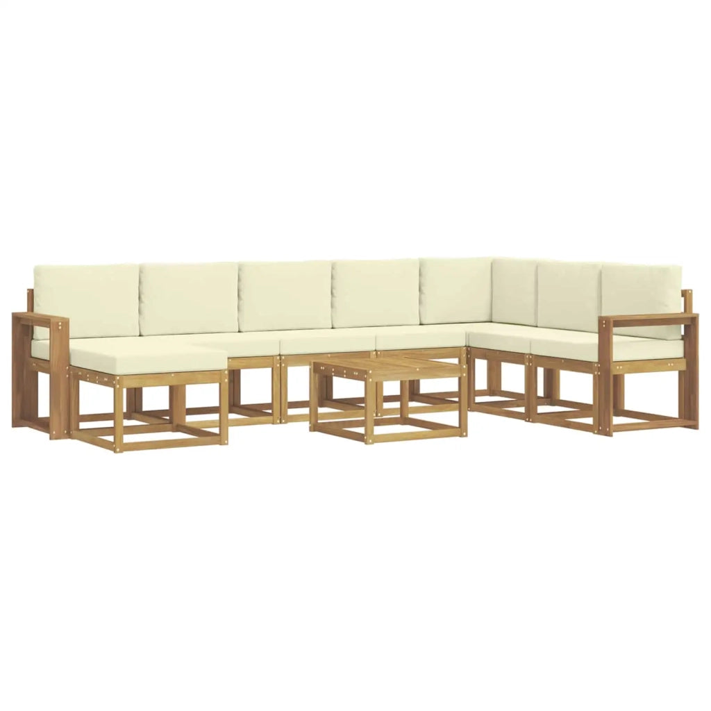 Set di divani da esterno 9 pz Bianco e Crema 3388089