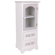 Vetrina in legno con 2 cassetti e 1 anta bianca 32x26x80