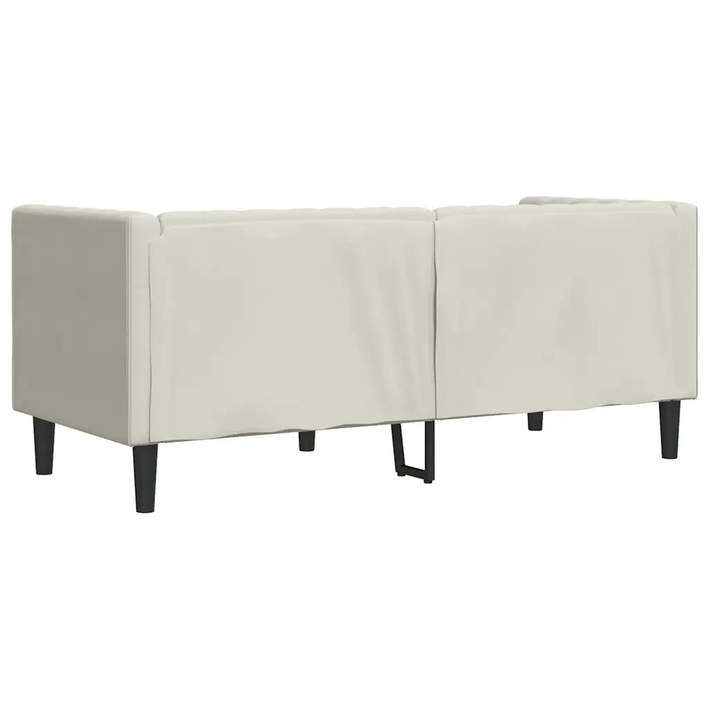Divano Chesterfield con Rinforzi 2 Posti Crema in Velluto